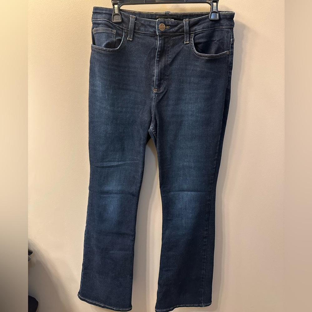 Lee Women's Dark Indigo Mini Flare Slim Fit Jeans Size 12